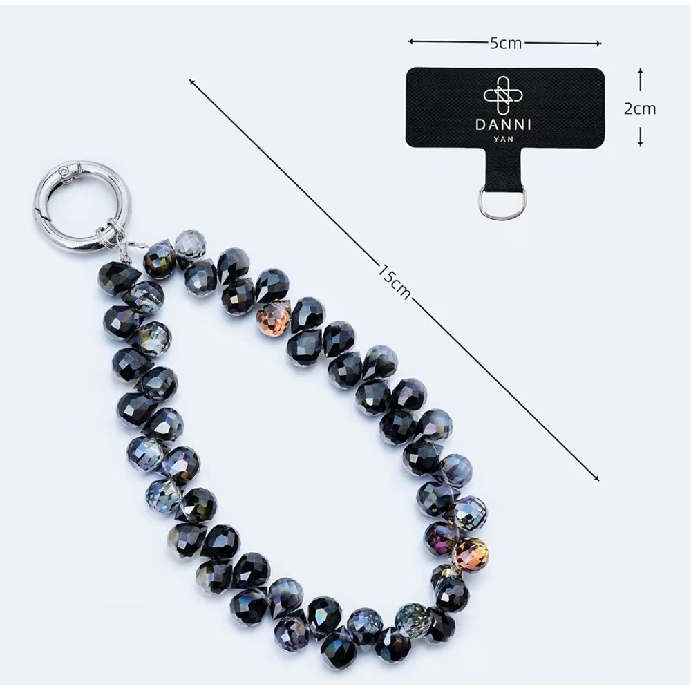 Danni Yan Midnight Beaded Phone Wrist Strap‎ Crystal Lanyard Detachable Wristlet